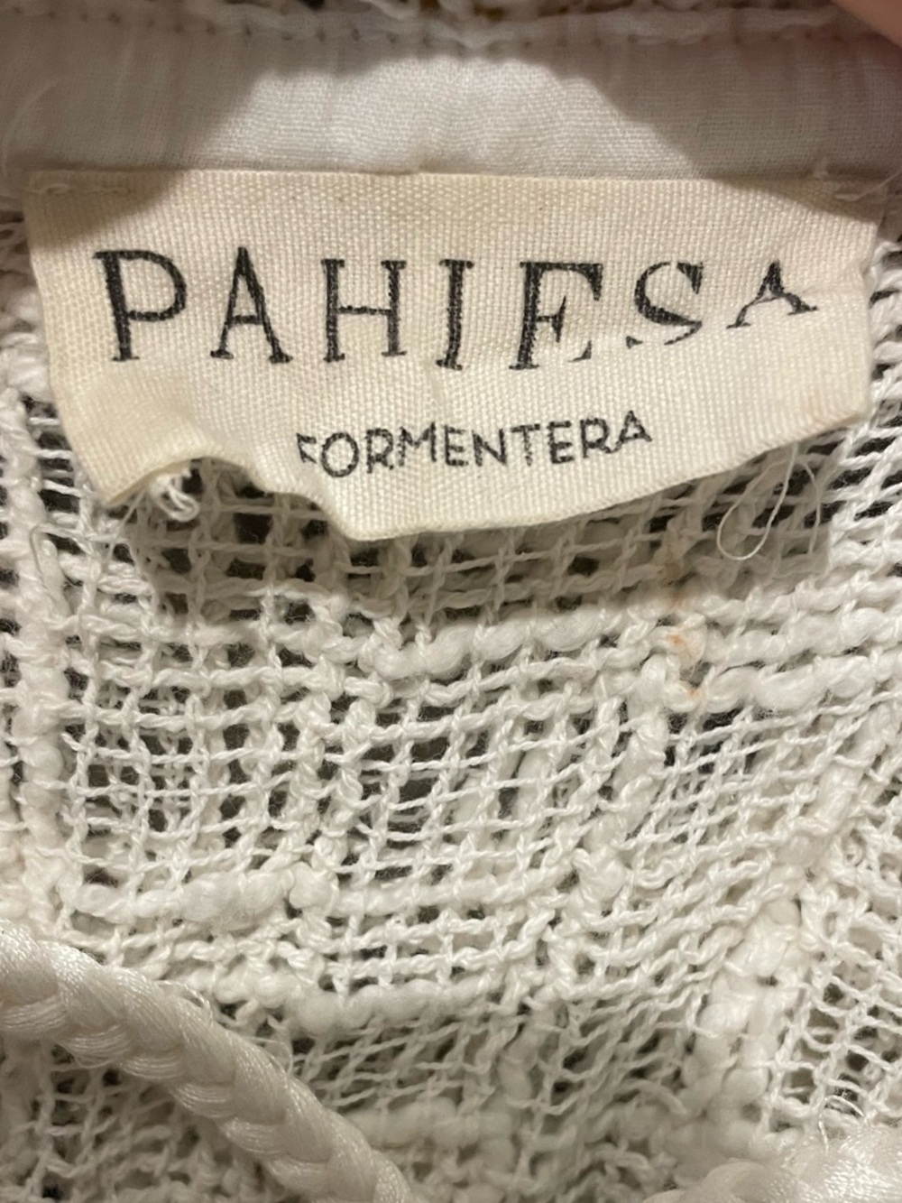 PAHIESA Formentera Boho Crochet Gauze Tie Front Top Open Back Fringe - Picture 9 of 9